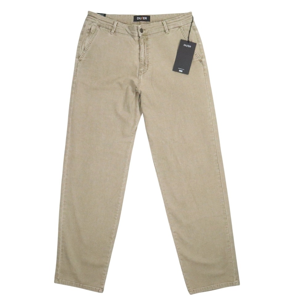 DU/ER Stretch Canvas Relaxed Straight Chino Pants Mens 34x32 Tan‎ NWT MPMR1028